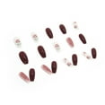 thumbnail image 2 of BECLOTH Reddish Brown False Nail Patch Rose Pattern Long Removable Nail In Early Autumn Press On Nail For Women 1ml, 2 of 6