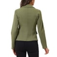 thumbnail image 3 of INSPIRE CHIC Women's Notched Lapel Button Up Long Sleeve Washed Denim Jacket L Army Green, 3 of 6