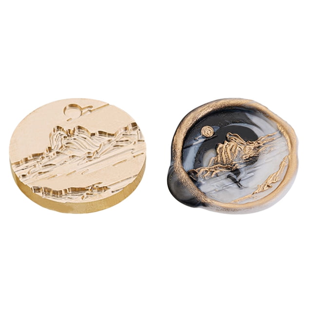 Cabeza de sello de sellado de estilo chino de montañas, suministros para manualidades DIY de cobre redondo