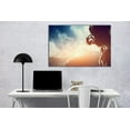 thumbnail image 2 of Canvas Prints Wall Art - Man Climbing on Rock Mountain at Sunset/Art of Ambition | Modern Home Deoration/Wall Decor Giclee Printing Wrapped Canvas Art Ready to Hang - 32" x 48", 2 of 3