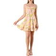 thumbnail image 1 of INSPIRE CHIC Women's Spaghetti Strap Bowknot Lemon Dotted Dresses, 1 of 7