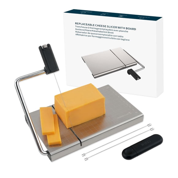 Cortadora de queso KITCHENDAO, alambre reemplazable con placa de acero inoxidable