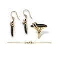 thumbnail image 2 of PalmBeach Jewelry .47 TCW Marquise-Shaped Genuine Black Onyx and CZ 18k Gold-Plated 3-Piece Set, 2 of 6