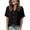 c01Black, variant on Women's Dressy Casual V Neck Short Sleeve Button Down Shirts Relaxed Work Business Loose Blouses Tops