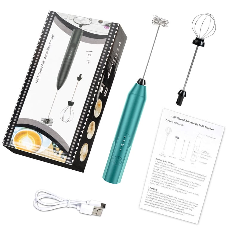 COWIN Handheld Milk Frother Wand, Rechargeable, Blue photo 6