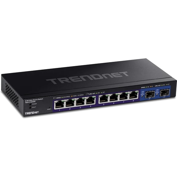 TRENDnet TEG-3102WS 10-Port Web Smart Switch, Multi-Gig Ethernet Switch with 80 Gbps Switching Capacity, Black