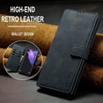 thumbnail image 3 of Fine Vintage Wallet Style Leather Phone Case with Card Slot Holder PU Protective Cover for Samsung Galaxy S23 S22 Ultra S21 Plus S20 FE 5G(Black,Samsung S22 Plus), 3 of 7