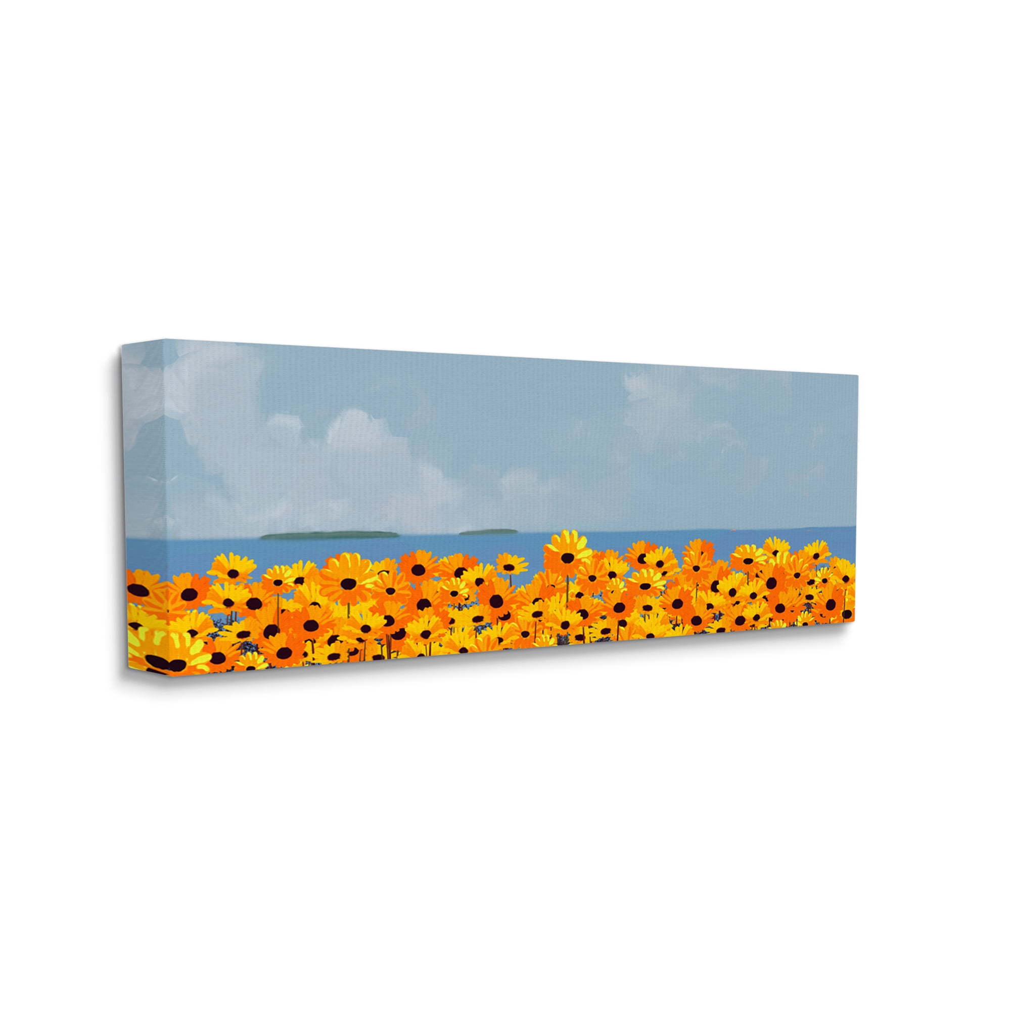 Stupell Industries Yellow Daisies by Sea Botanical & Floral Painting Gallery Wrapped Canvas Print Wall Art, 24 x 10