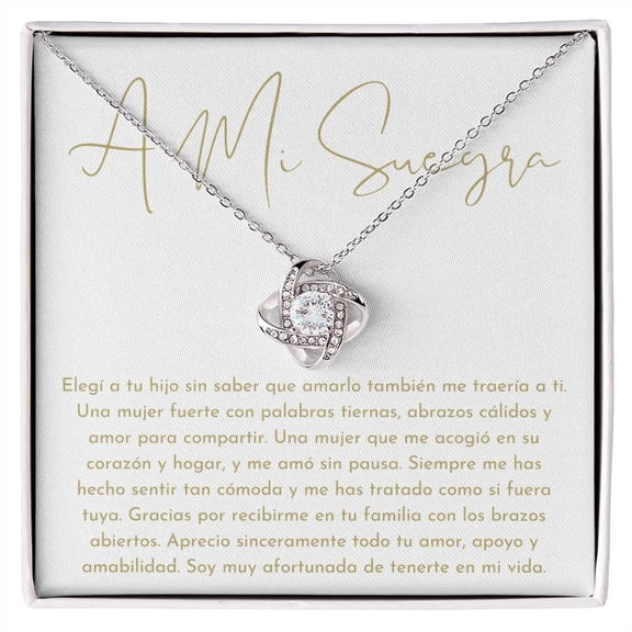 Mother In Law Gift (Spanish) Love Knot Necklace Standard Box