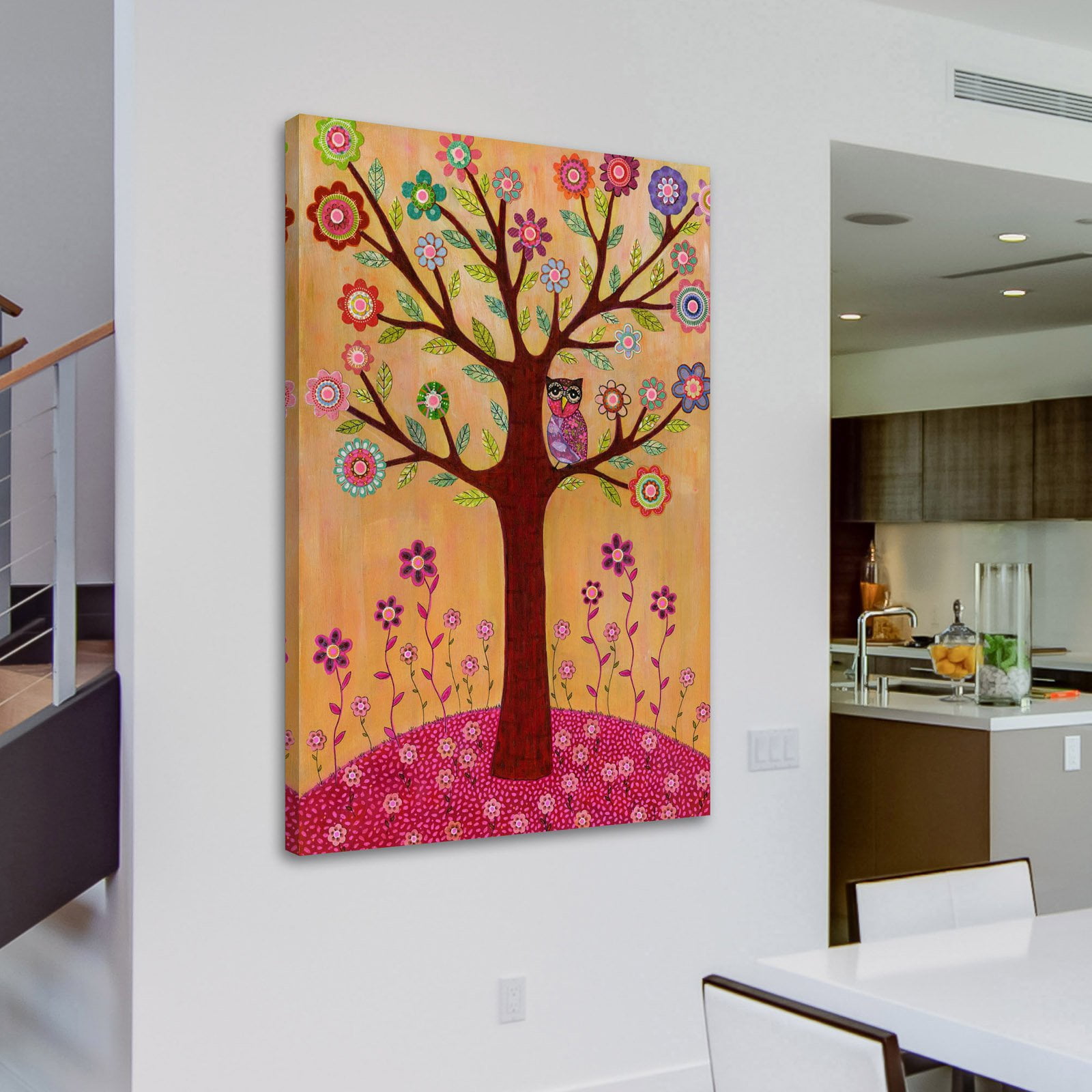 Marmont Hill "Sleepy Owl" by Sascalia Painting Print on Wrapped Canvas