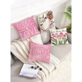 thumbnail image 3 of 4pcs Spring Floral Pillow Covers Pink Farmhouse Floral Letter Decor Polyester Fabric Zippered Single Sided Printed Throw Pillow Cases Spring Home Decor, 3 of 4