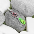 thumbnail image 3 of Natural Green Matrix Turquoise & Garnet 925 Silver Pendant Jewelry P-1101 SDP135791, 3 of 5