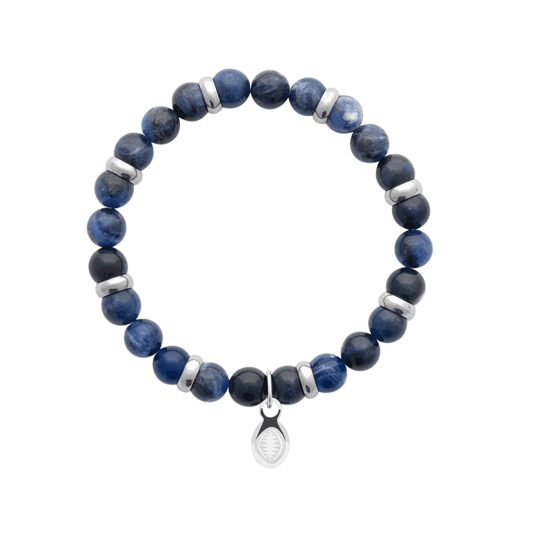 Mystigrey Rio Stainless Steel Bead Bracelet Blue Jasper in Large for Men and Women