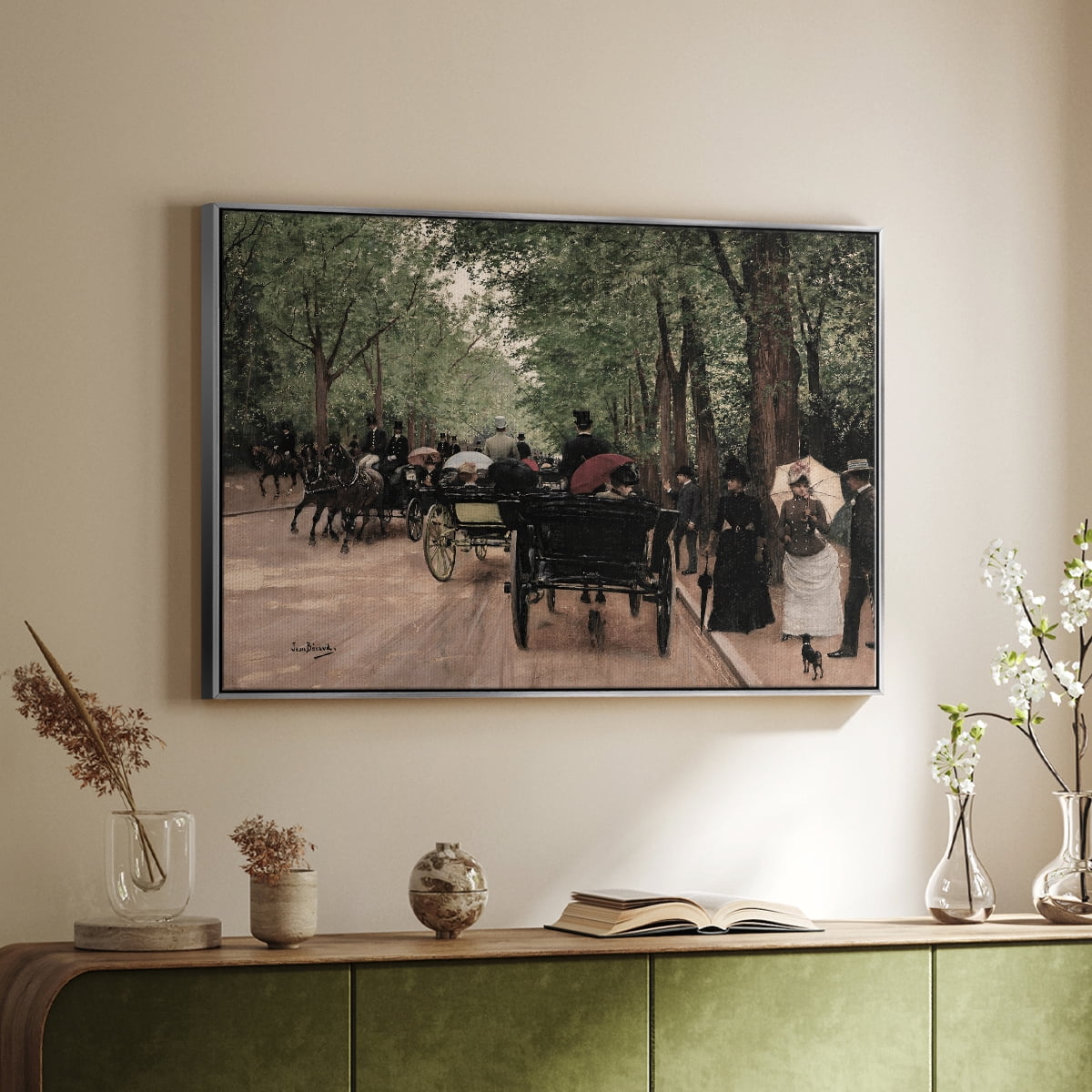 Vintage Animal Print-XXX By Wexford Home Framed in Silver Wood Gallery Wrapped Canvas 17 in. x 25 in.