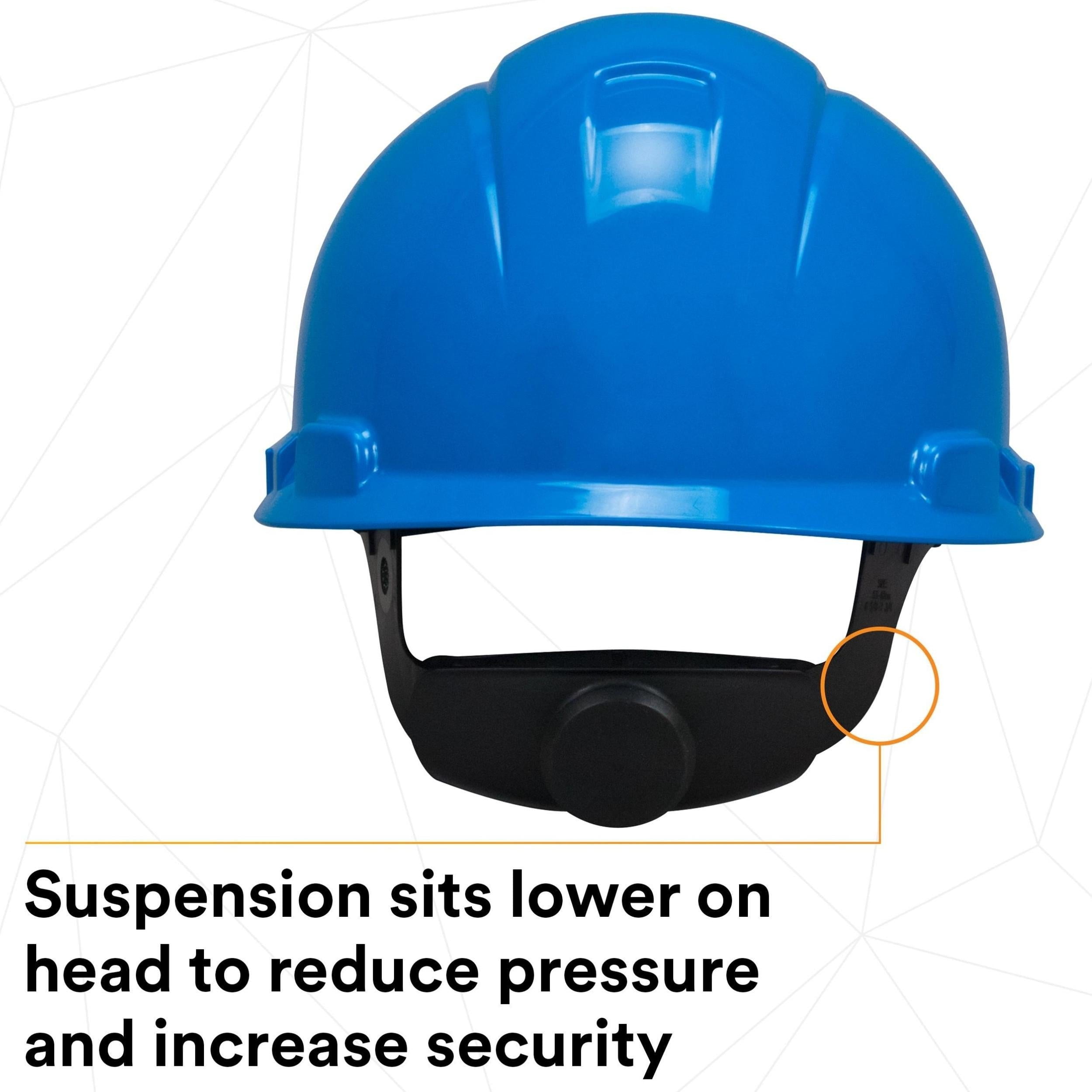 3M Hard Hat H-703R, Blue 4-Point Ratchet Suspension,