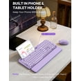thumbnail image 6 of Wireless Keyboard and Mouse Combo, Backlit Typewriter Keyboard with Round Keys, Magnetic Wrist Rest & Phone Holder, Rechargeable 2.4GHz Set for Mac, Windows, PC – Soft Lilac, 6 of 9