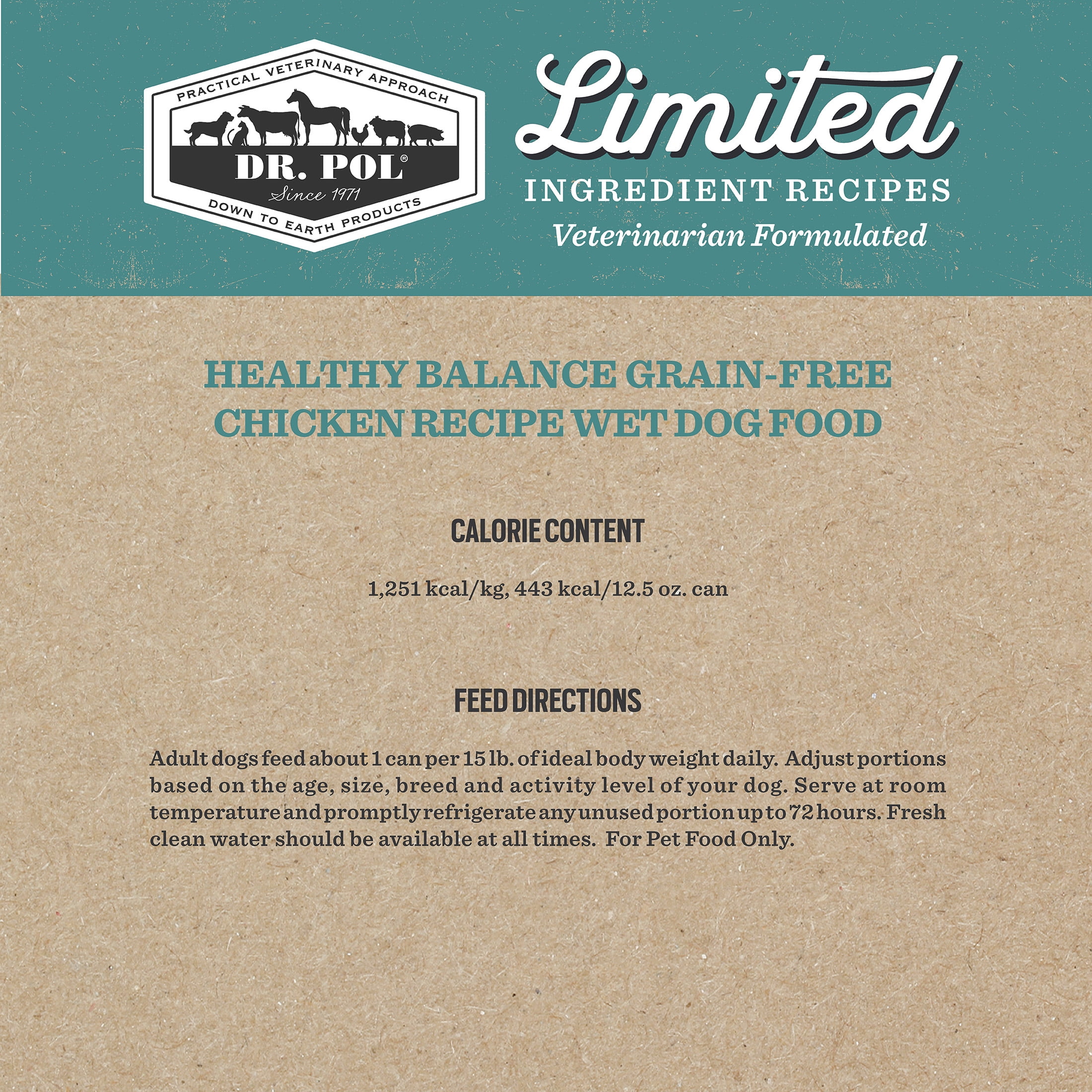 (12 pack) Dr. Pol Limited Ingredient Chicken Canned Dog Food, 12.5oz.