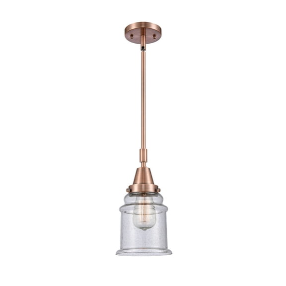 447-1S-AC-G184-Innovations Lighting-Canton - 1 Light Stem Hung Mini Pendant In Industrial Style-11.13 Inches Tall and 6.5 Inches Wide-Antique Copper
