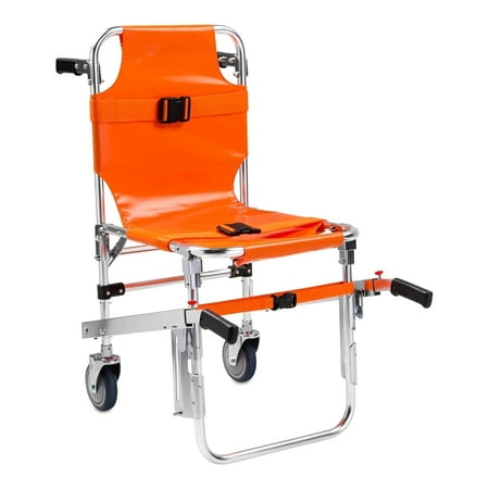 LINE2design 2-Wheel EMS Manual Stair Chair - Foldable Emergency Evacuation Chair - Made in USA - Aluminum Frame with Non-Slip Handles - 350 lb Capacity