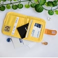 thumbnail image 2 of HX-10-YELLOW 4.7 x 3.7 in. Green Elephant - Embroidered Applique Fabric Art Wallet Purse & Card Holder, 2 of 3
