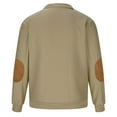 thumbnail image 5 of Miluxas Men Zipper Style Solid Color Stand Collar Long Sleeves Small Squares Sweater Khaki, 5 of 6