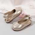 thumbnail image 2 of Girls Dress Shoes Mary Jane Flats | Decorative Bow, Princess Shoes, Cushioned Comfort, Non-Slip Sole, Toddler and Little Girls, Daily Wear Gold 25, 2 of 7