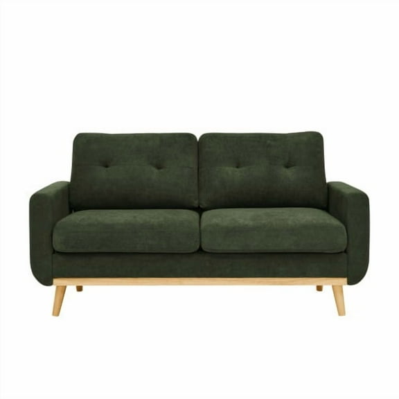 Xukmct 2 Seat Upholstered Loveseat Sofa with Wooden Legs, 67.7" Modern Sofa Couch for Living Room, Bedroom, Office, Green