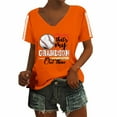 thumbnail image 2 of Orange Womens Blouses Women's Baseball Season Solid Color Sports Top V Neck Loose Short Sleeved Shirt Ladies Tops and Blouses, 2 of 6
