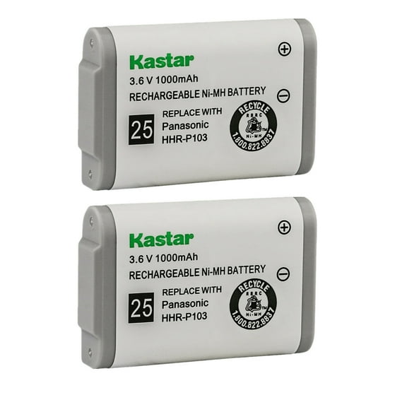 Kastar 2-Pack HHR-P103 Battery Replacement for PHILIPS SJB4142 5808 5858 5871 81002 81003 UNIDEN 5850 MURAPHONE HHRP103 Again & Again STB 103 STB103 Ativa D5702 D5772 D-5702 D-5772
