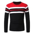 thumbnail image 2 of IROINNID Men's Sweater Round Neck Long Sleeve Jumper Mid-Length Stripes Casual Pullover Sweater Slim Fit Color block Sweater, 2 of 7