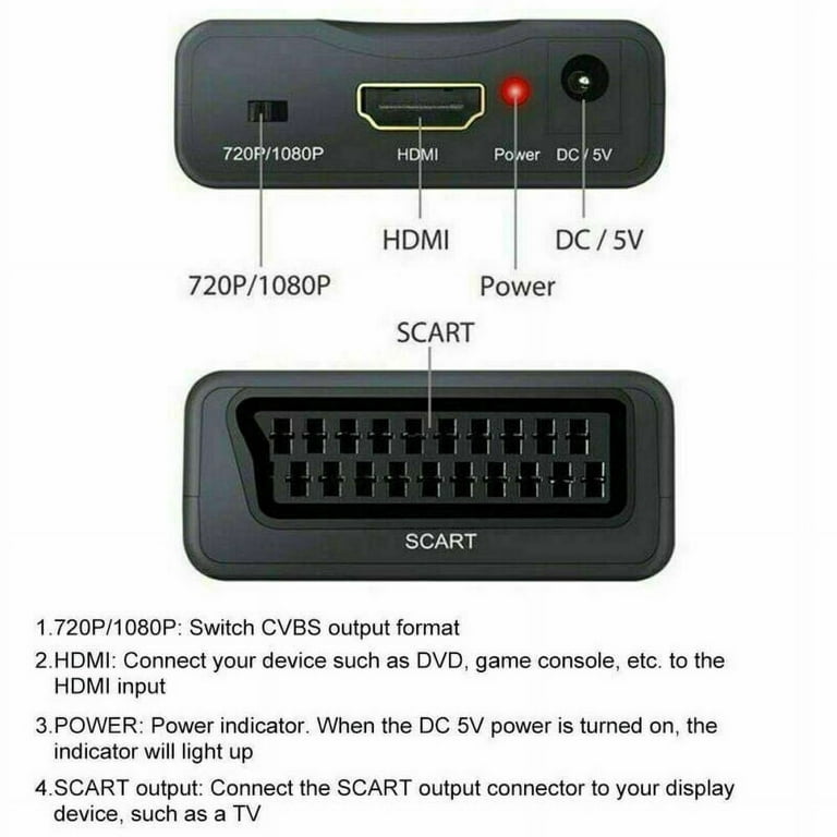 Digital SCART to HDMI-compatible Converter Cable SCART in HDMI Out HD  720P/1080P Switch AV Adapter for HDTV/DVD/PS3/PAL/NTSC