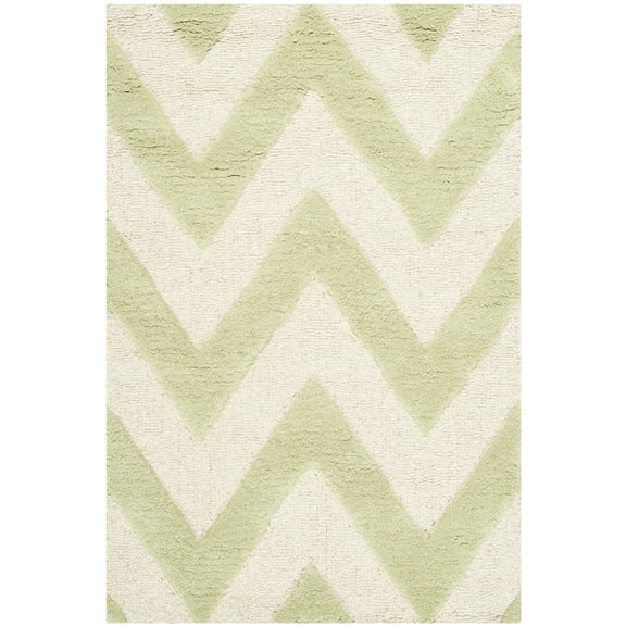 SAFAVIEH Cambridge Kaitlyn Geometric Wool Area Rug, Light Green/Ivory, 2'6" x 4'
