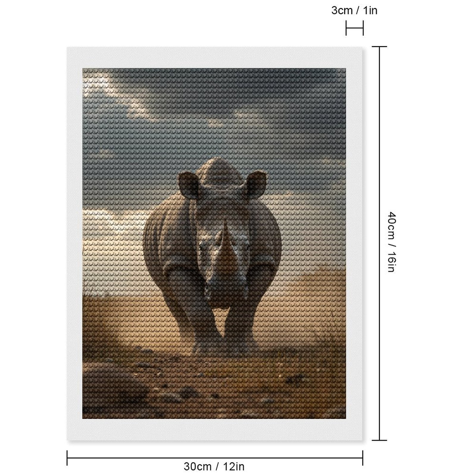 Diamond Art Kit for Adults, Rhino Charging Through Dusty Path Diamond Painting for Adults Beginners, 5D DIY Diamond Art Painting Kits, Colorful Diamond Painting Craft for Home Decor 12x16