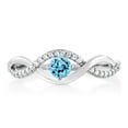 thumbnail image 2 of Gem Stone King 925 Sterling Silver Swiss Blue Topaz Infinity Ring for Women (0.64 Cttw, Gemstone Birthstone, Available in Size 5, 6, 7, 8, 9), 2 of 3