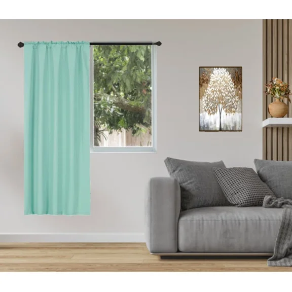 Gorgeous Home Linen 1-Piece 70% Blackout Rod Pocket Solid Window Curtain Panel With Lined Backing 35" X 63" R64 Teal