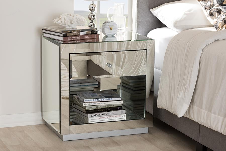 Glam Nightstand Mirror Silver 1092