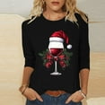 thumbnail image 2 of Christmas Womens 3/4 Sleeve Pullover Tops Casual Lightweight Holiday Sweaters Festive Long Sleeve Cropped Hooded Business Party Wear, 2 of 6