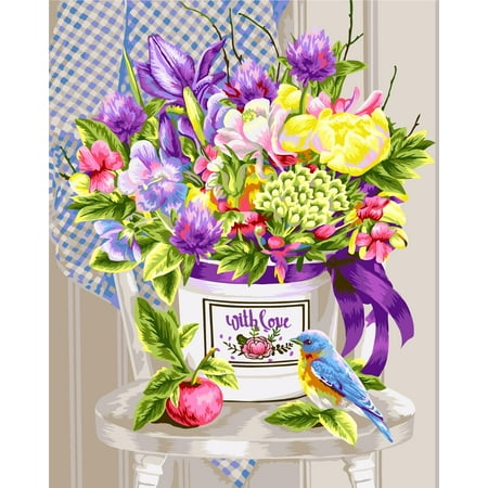 UPC: 4650206104543 | Painting By Numbers Kit Crafting Spark With Love B086 19.69 x 15.75 In Flowers Yellow Canvas Acrylic