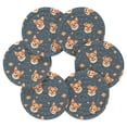 thumbnail image 2 of Haosy Set of 6 Drink Woven Coaster with Holder Heat Resistant Non-Slip Bar Coasters 4 Inches Corgi Dog and Planet, 2 of 7