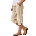 thumbnail image 2 of YDFCWXW Capri Pants for Girls Summer Beach Vacation Trouser Lightweight Casual Pants Elastic Waist Pant Bermuda Shorts (Beige, 11-12 Years), 2 of 5