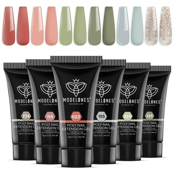 Set de gel de uñas de polietileno Modelones, juego de tubos de 6 colores para todas las estaciones