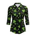 thumbnail image 2 of Uorisanigo Clover Womens Long Sleeve Golf Polo Shirts Casual Comfortable Quick Dry Athletic Polo Shirts Breathable Relaxed Tennis Tops Quarter Zip Womens Outing Wear Size M, 2 of 7