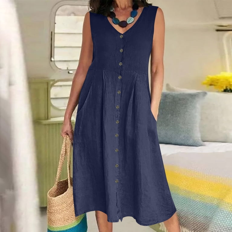 navy blue beach dresses Cupshe Women's Bonus Points Blue Maxi Beach Dress