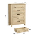 thumbnail image 2 of 5 Dresser for Bedroom, 41.3 in Tall Vertical Drawer Dresser with Large Storage, Freestanding Wooden Closet Chest for Bedroom, Living Room, Natural Oak, 2 of 7