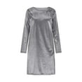 thumbnail image 4 of Mifsaly Women Velvet Long Sleeve Dress Cowl Neck Elegant Velour Shift Dresses Soft Loose Work Travel Cocktail Evening Party Gowns Funny Festival Vintage Fashion Outfits Gray M, 4 of 8