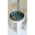 thumbnail image 4 of Wicker Village Handmade 18" Large Round Blue Basket, Natural Bamboo and Cane Serving Tray with Handles, 4 of 10