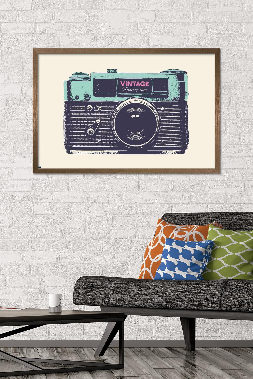 Vintage Camera Wall Poster, 22.375" x 34" Framed