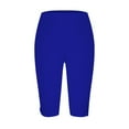 thumbnail image 4 of AKEGAMN Knee Length Capri Leggings Summer Cropped Pants Casual Solid Comfy Capris, Blue S-3XL, 4 of 5