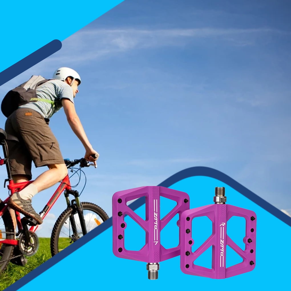 ZTTO 1 Pair Nylon Bicycle Flat Pedal 24 Changeable Spikes Solid Color Bike Pedals Cycle Parts Component Accessories Supplies Purple Walmart