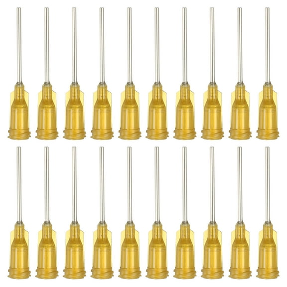 17Ga Dispensing Needles, 102PCS 1 Inch Industrial Blunt Tip Dispensing Needle Syringes with Luer Lock Needle for Refilling Liquid Inks Adhesive Glue Oil,Yellow